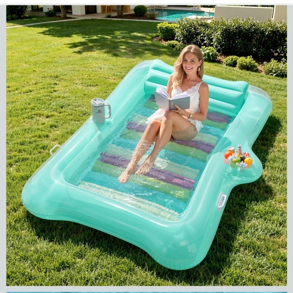 Inflatable Pool Lounge with Striped Design